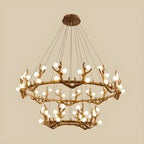 Resin Brown Nordic Antler Ring Frosted Orb Chandelier