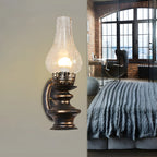 Industrial Bronze LED Lantern Wall Sconce for Bedroom Decor