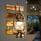 Industrial Bronze LED Lantern Wall Sconce for Bedroom Decor