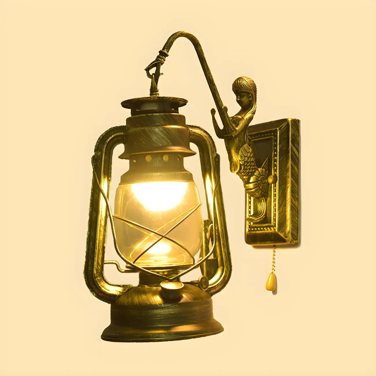 Industrial Bronze LED Lantern Wall Sconce for Bedroom Decor