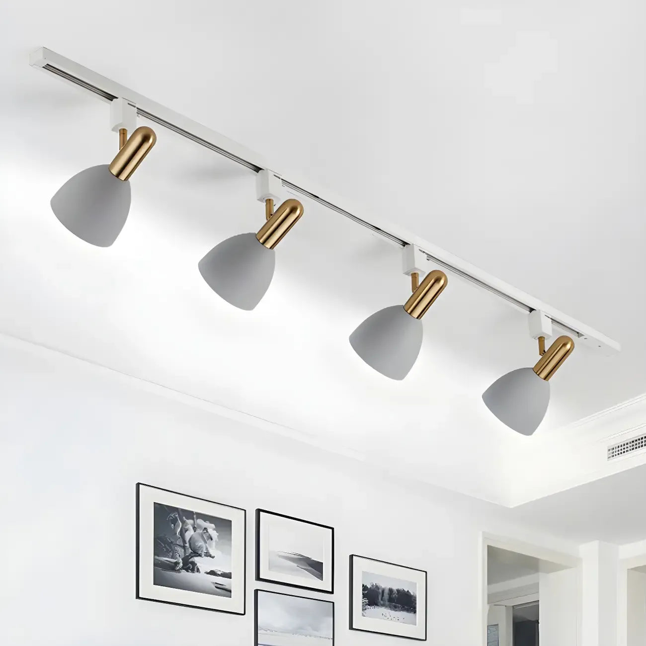 4-Light Modern Metal Dome Shade Slidable LED Track Light