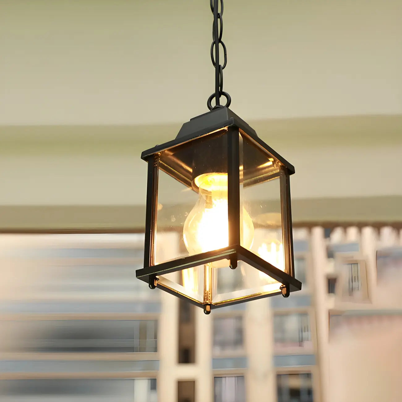 Traditional Vintage Black Cage Outdoor Pendant Lights