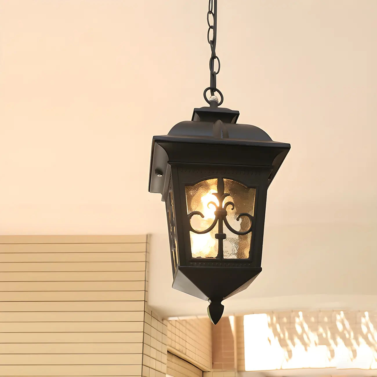 Traditional Vintage Black Cage Outdoor Pendant Lights