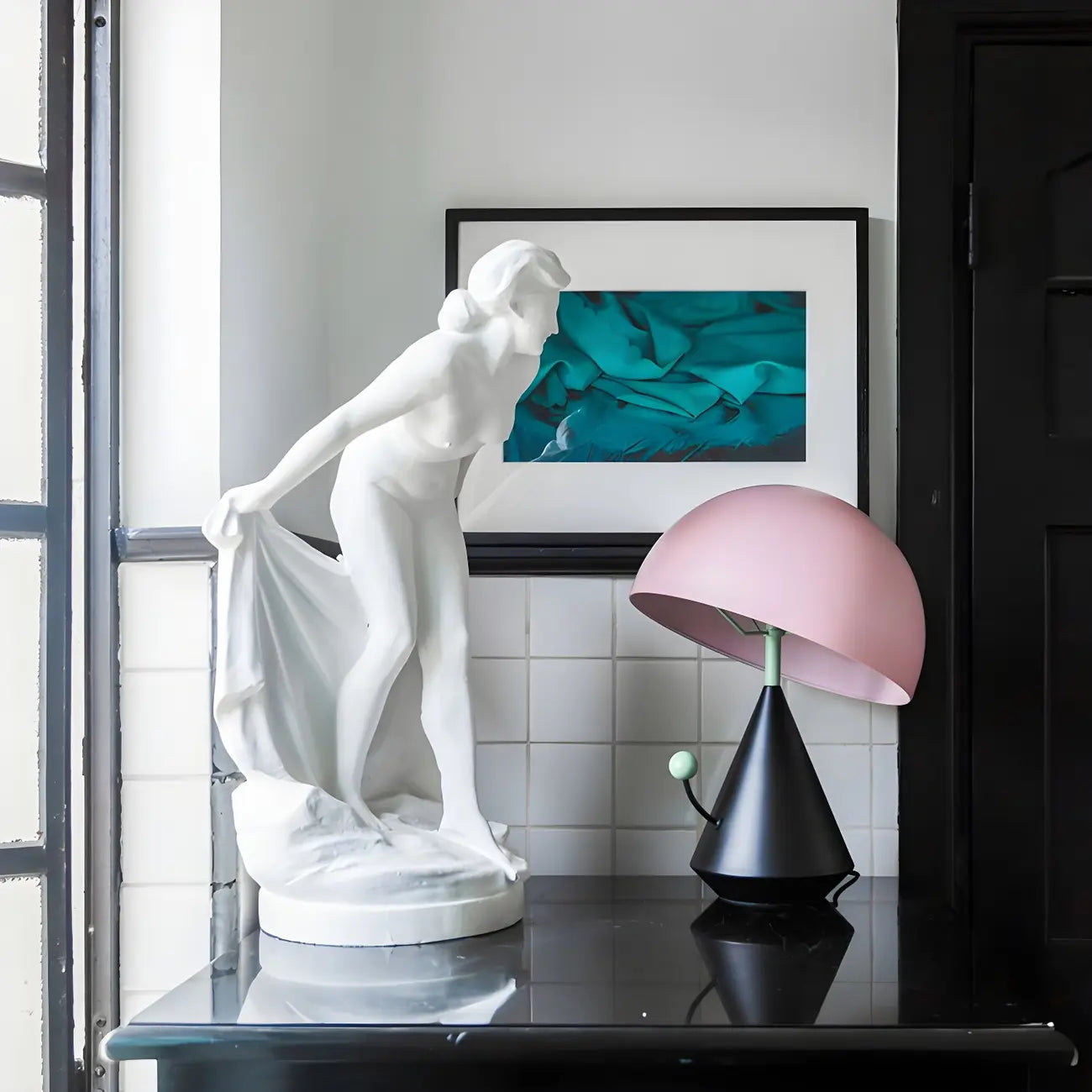 Art Deco Mushroom-Shape Metal LED Table Lamp