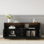 Modern Black Rectangular Wooden LED TV Stand