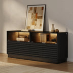 Modern Black Rectangular Wooden LED TV Stand