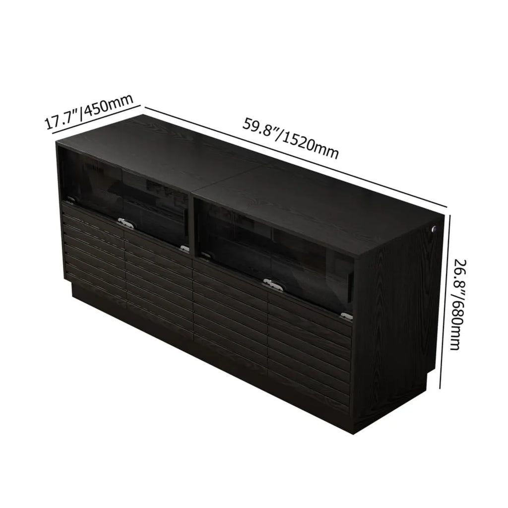 Modern Black Rectangular Wooden LED TV Stand