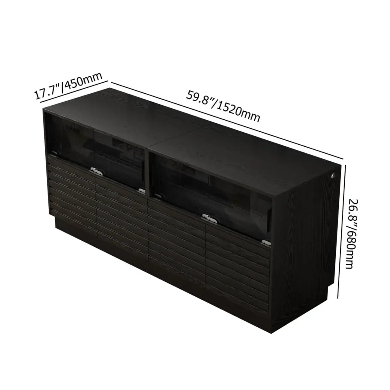 Modern Black Rectangular Wooden LED TV Stand