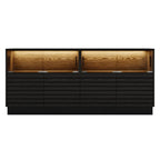 Modern Black Rectangular Wooden LED TV Stand