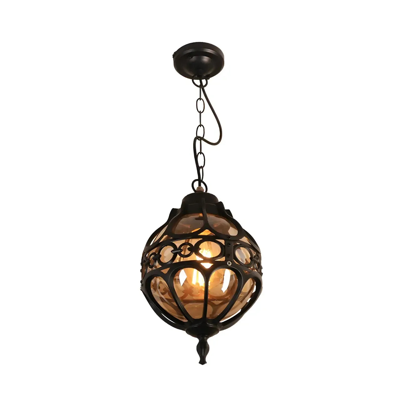 Rustic Bronze Metal Globe Outdoor LED Hanging Light
