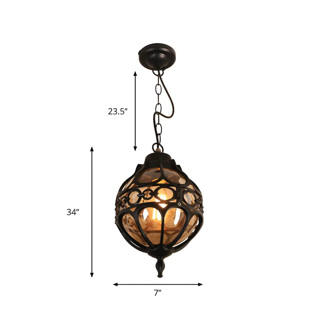 Rustic Bronze Metal Globe Outdoor LED Hanging Light