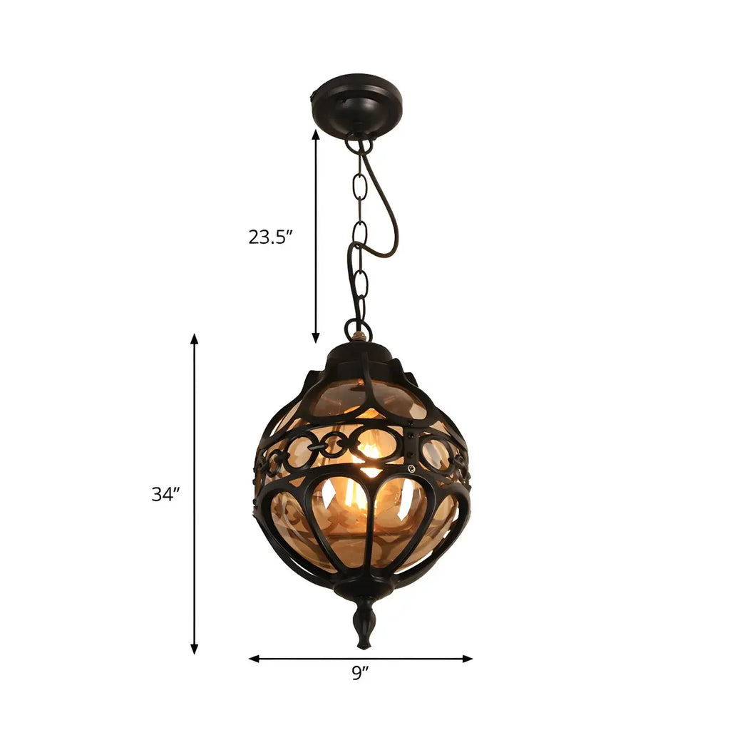 Rustic Bronze Metal Globe Outdoor LED Hanging Light