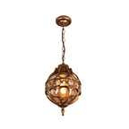 Rustic Bronze Metal Globe Outdoor LED Hanging Light