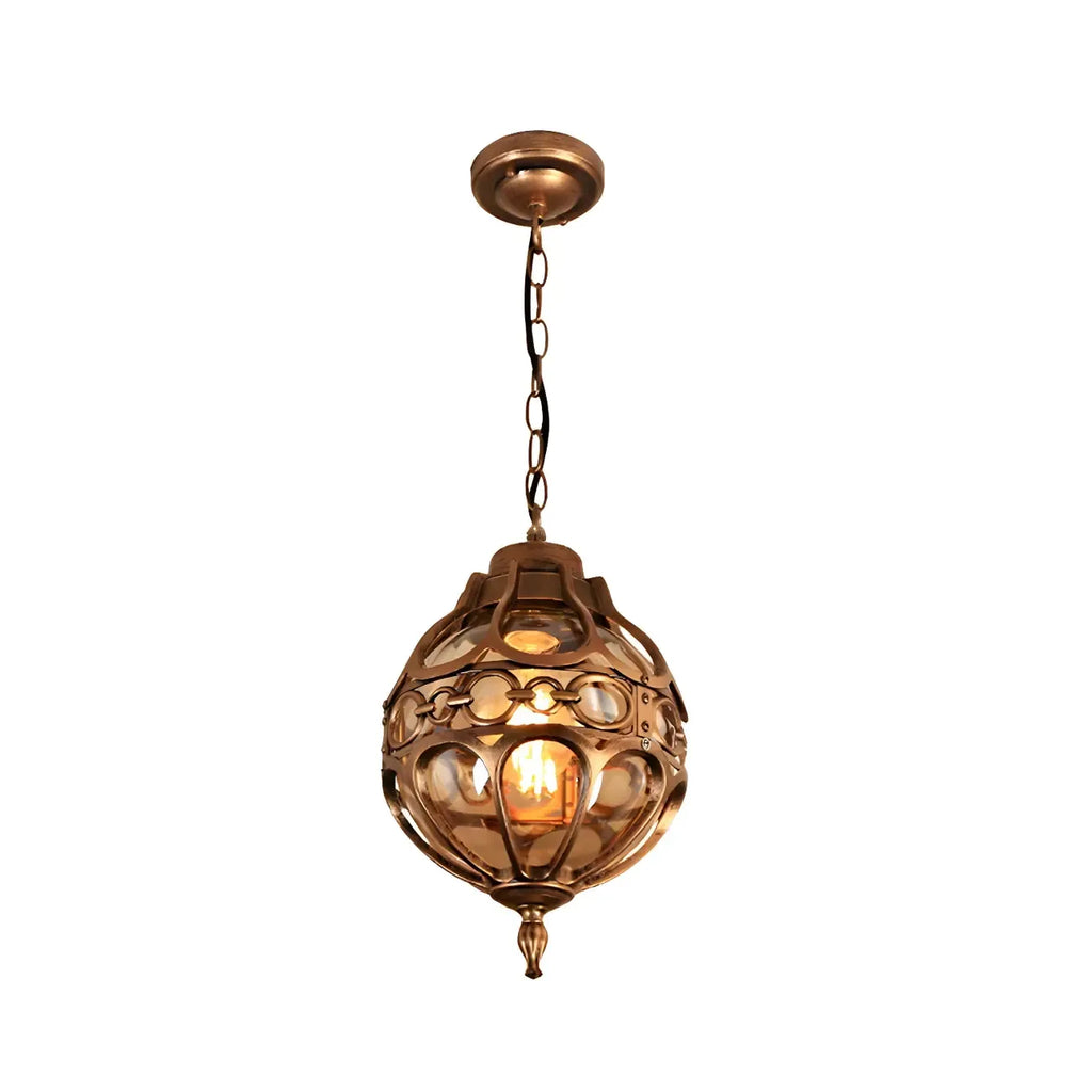 Rustic Bronze Metal Globe Outdoor LED Hanging Light