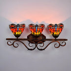 3-Light Orange Stained Glass Colorful Wall Light Dome Shape