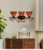 3-Light Orange Stained Glass Colorful Wall Light Dome Shape