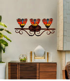 3-Light Orange Stained Glass Colorful Wall Light Dome Shape