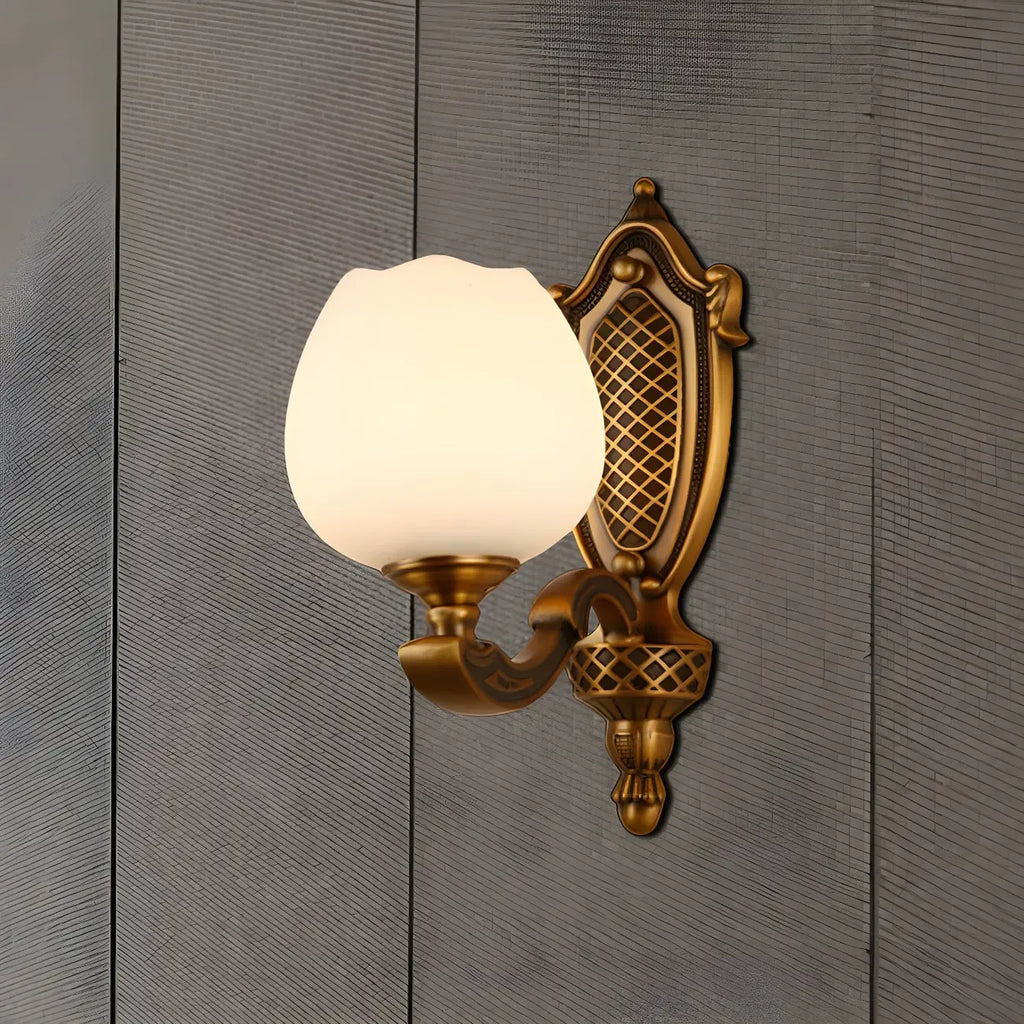 13¡°Colonial Brass Wall Sconce with LED Light for Bedroom