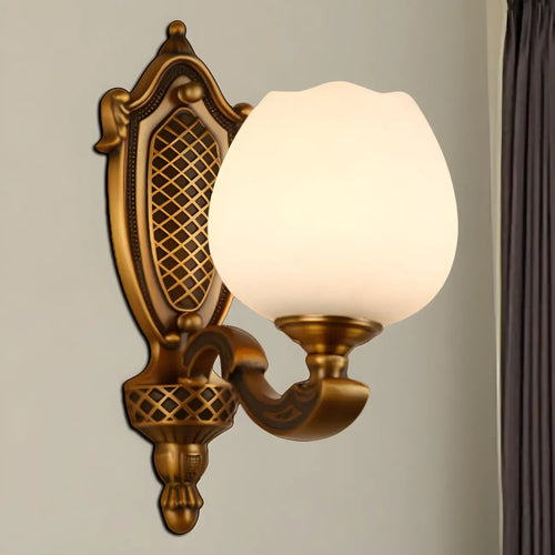 13¡°Colonial Brass Wall Sconce with LED Light for Bedroom