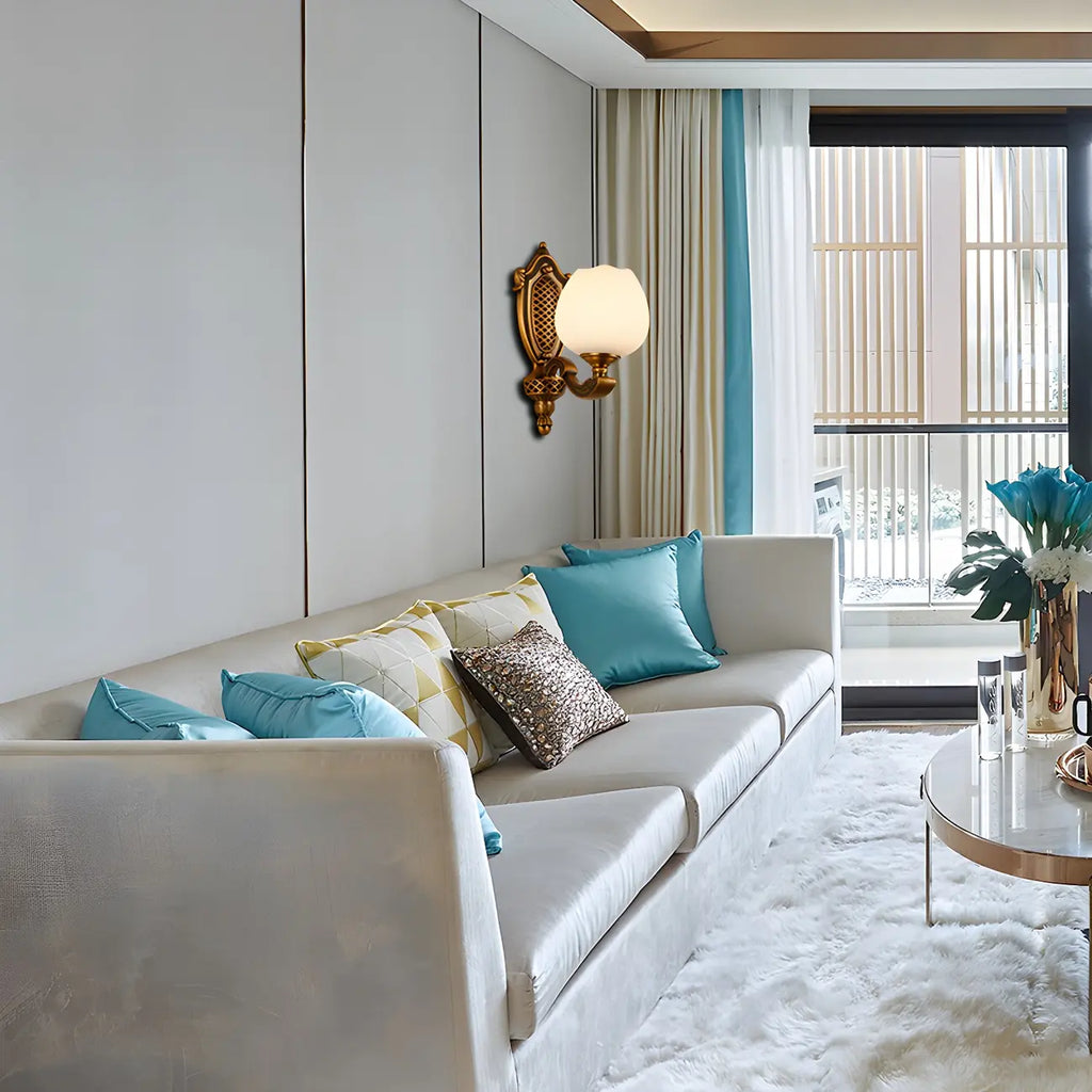 13¡°Colonial Brass Wall Sconce with LED Light for Bedroom