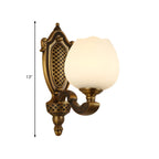 13¡°Colonial Brass Wall Sconce with LED Light for Bedroom