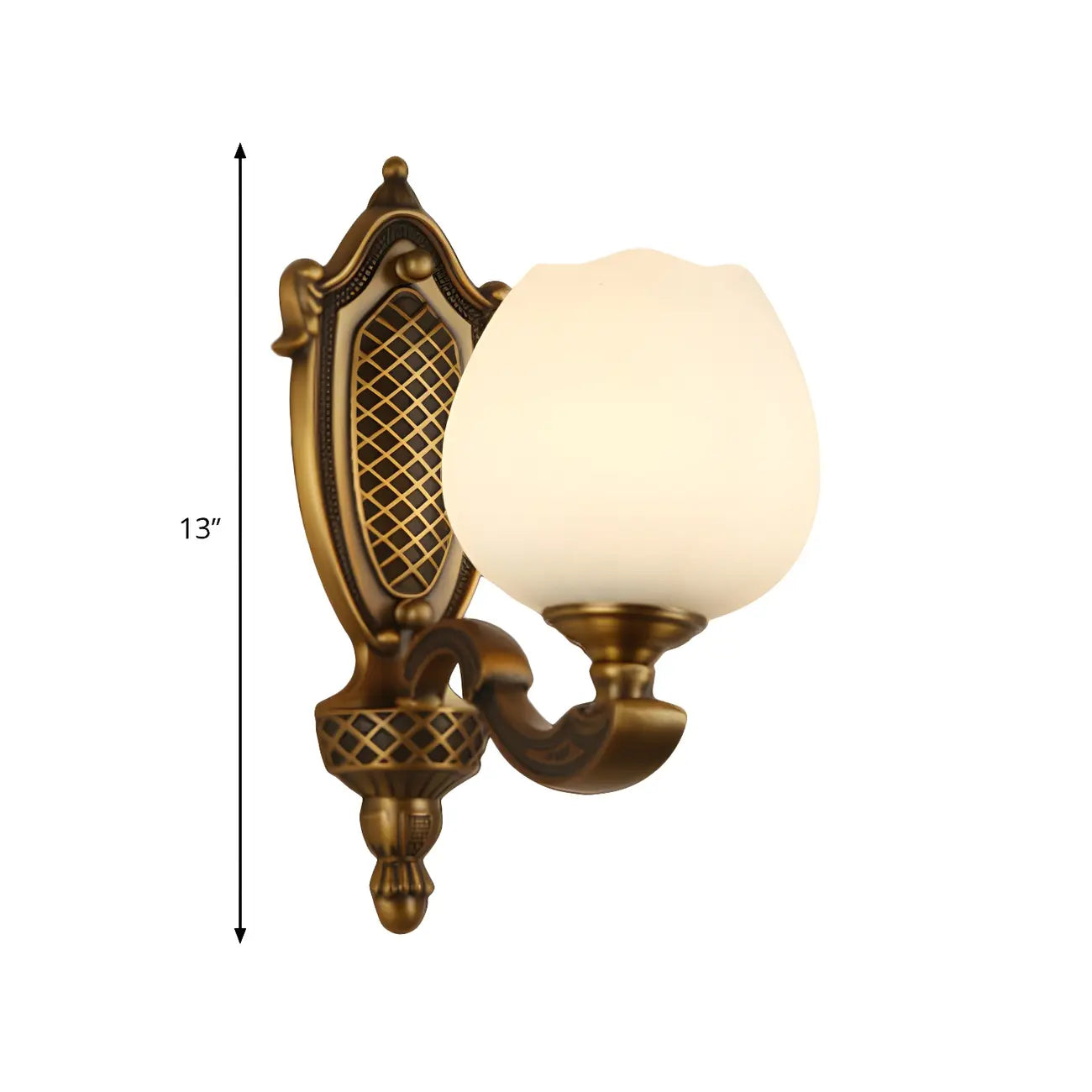 13¡°Colonial Brass Wall Sconce with LED Light for Bedroom