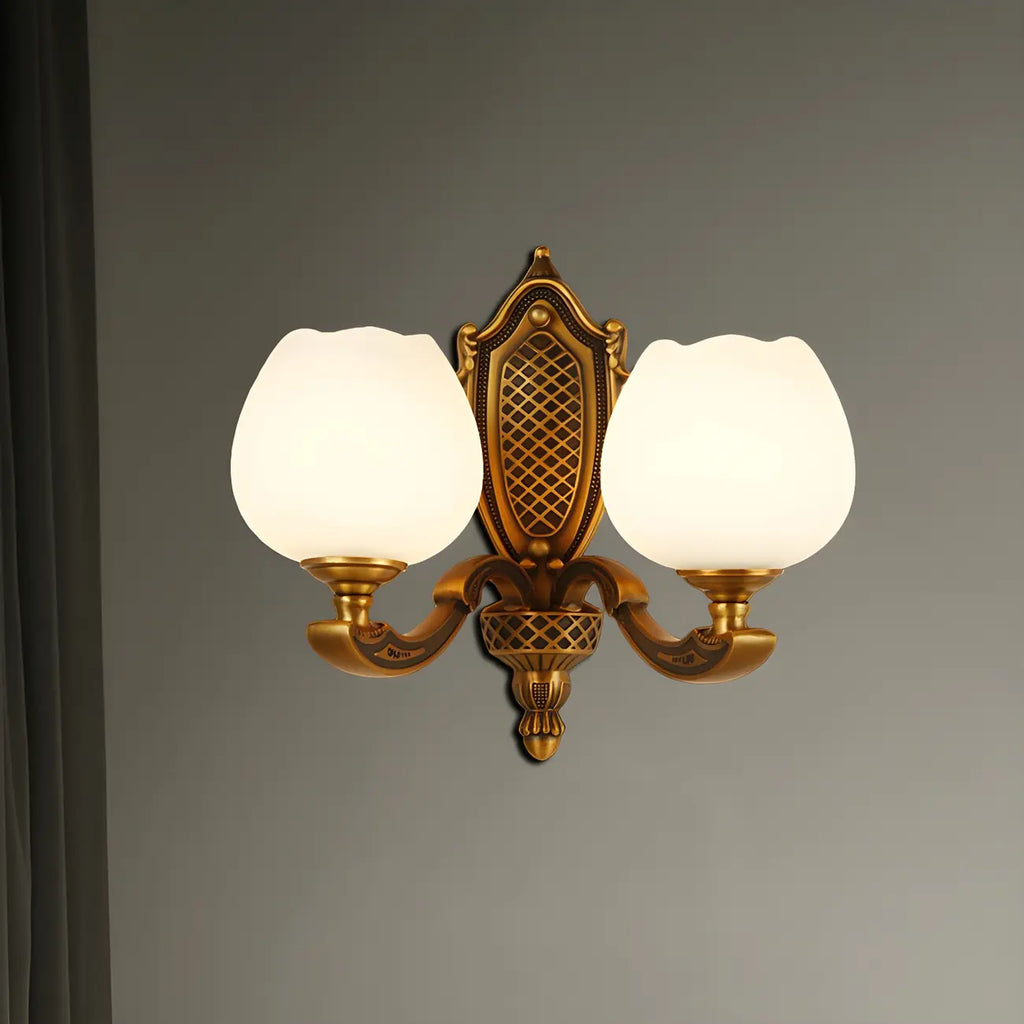 13¡°Colonial Brass Wall Sconce with LED Light for Bedroom