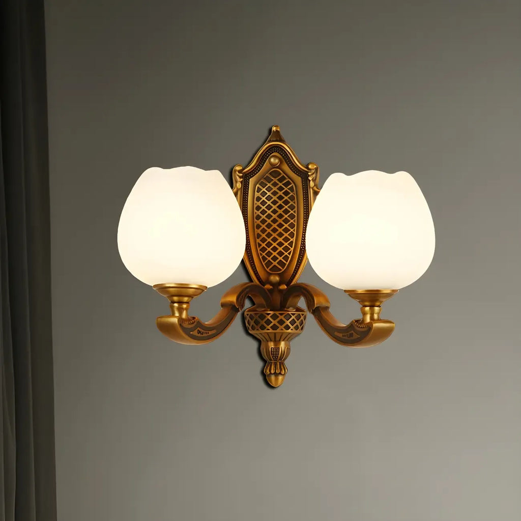 13¡°Colonial Brass Wall Sconce with LED Light for Bedroom