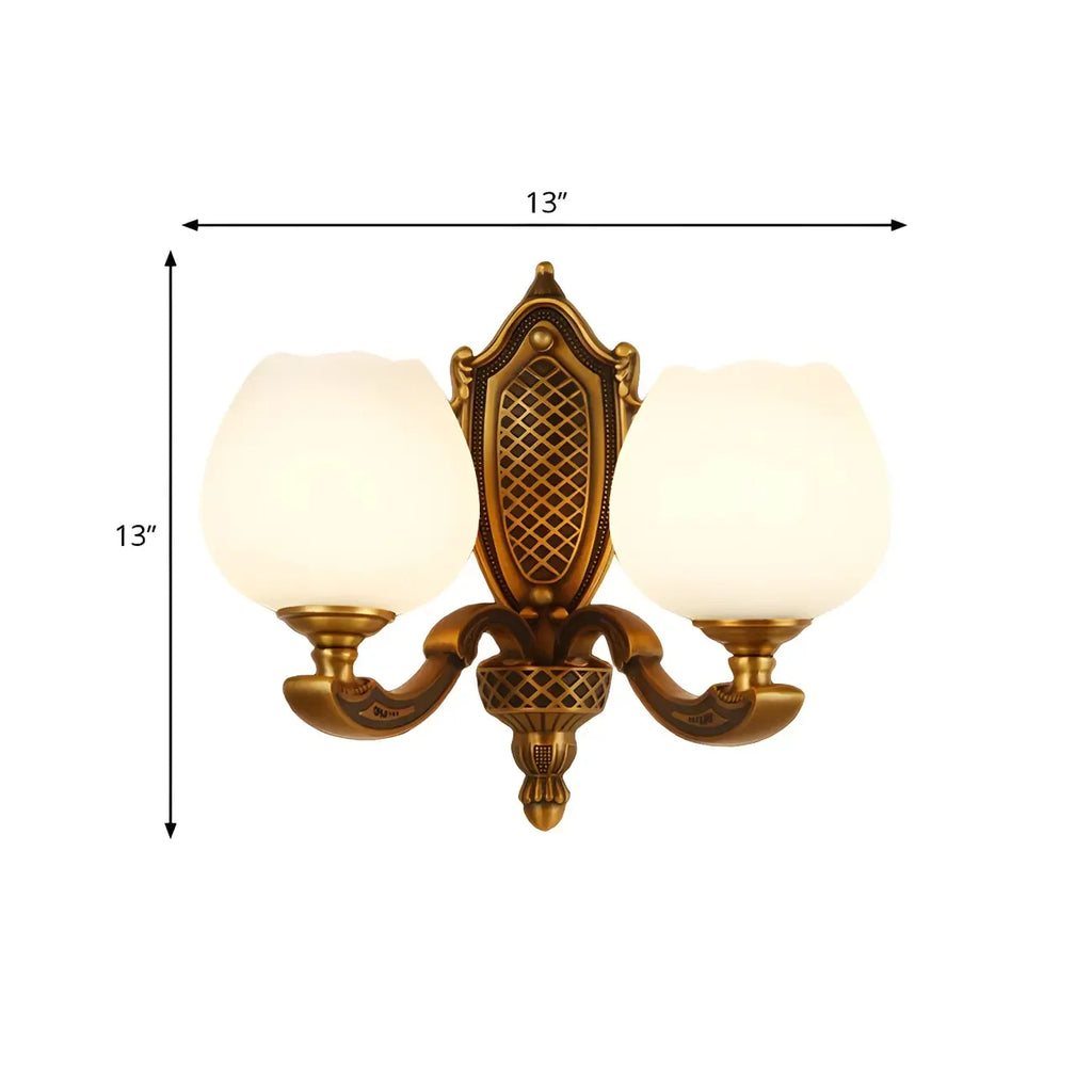 13¡°Colonial Brass Wall Sconce with LED Light for Bedroom