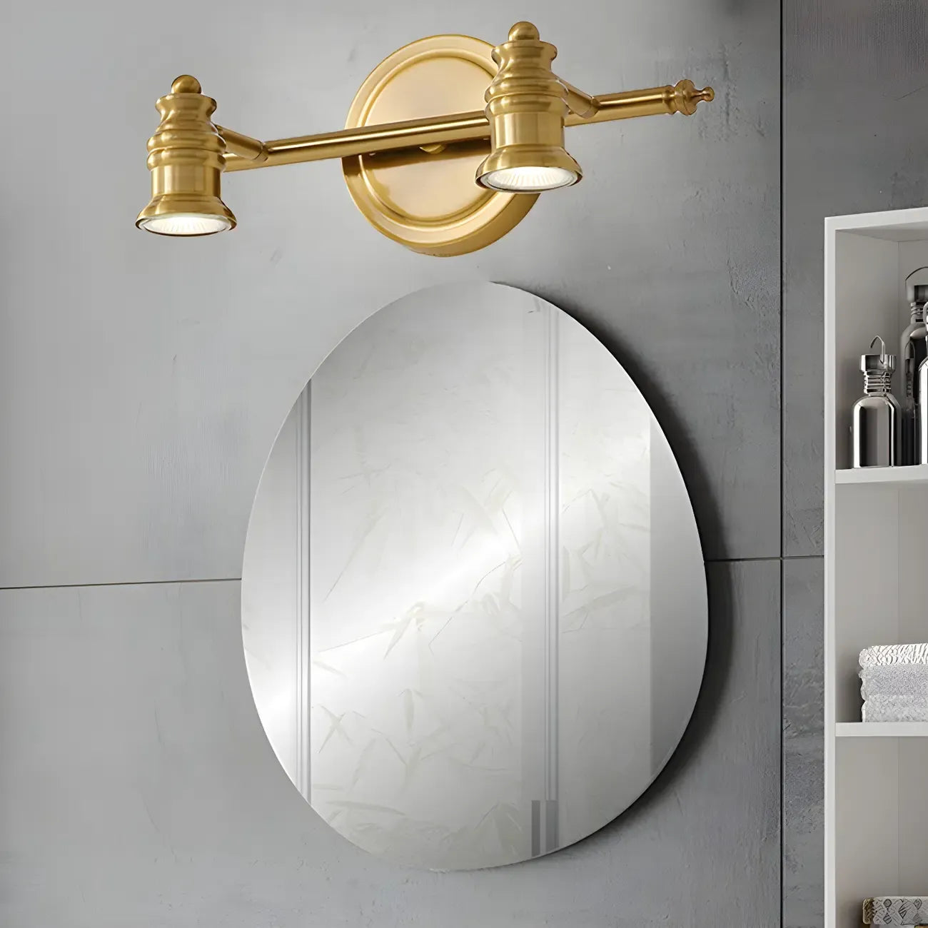 Modern Oval Brass Vanity Light with Warm Light for Bathroom