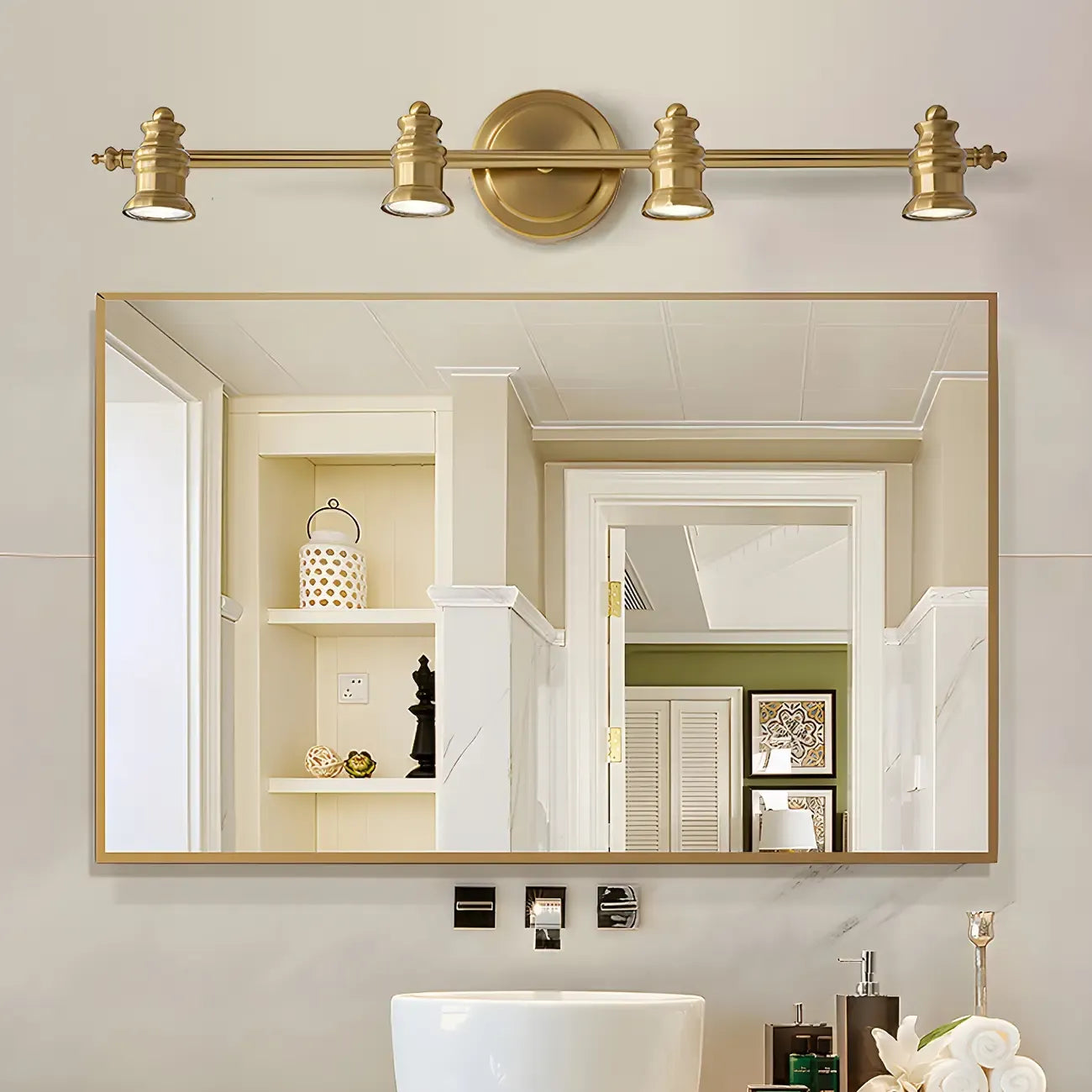 Modern Oval Brass Vanity Light with Warm Light for Bathroom