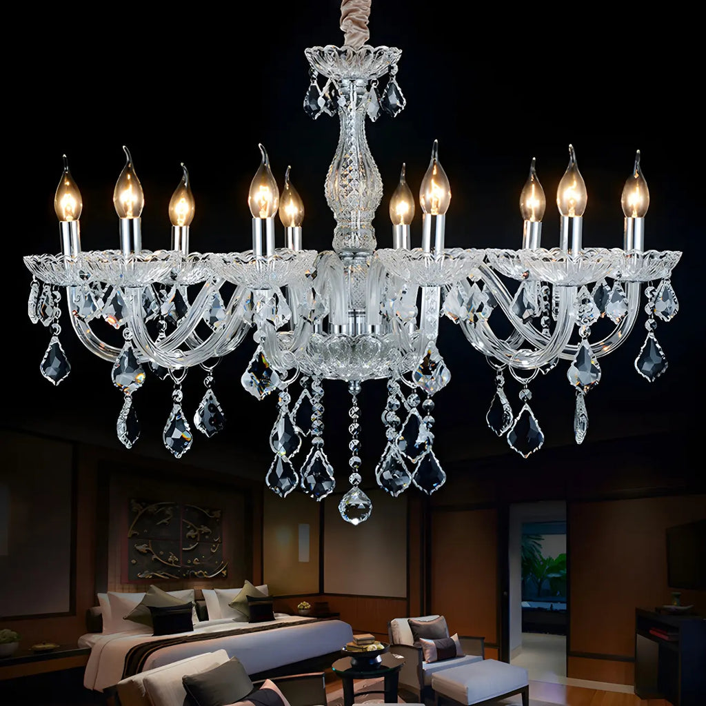 Mid-Century Modern Crystal Candelabra Chandelier