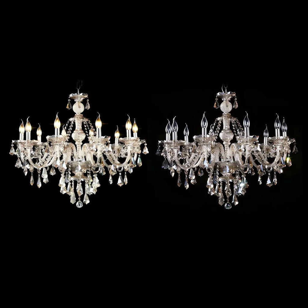 Mid-Century Modern Crystal Candelabra Chandelier
