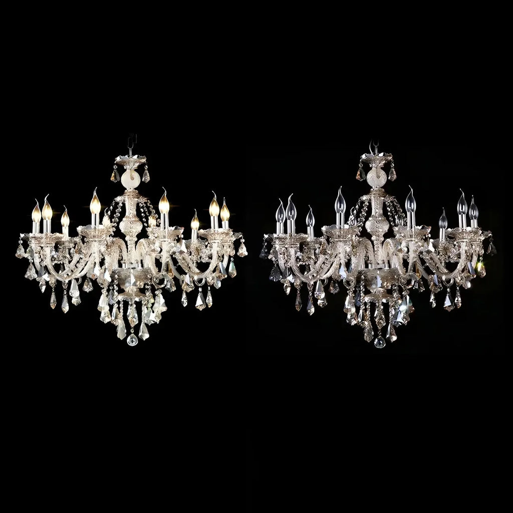 Mid-Century Modern Crystal Candelabra Chandelier
