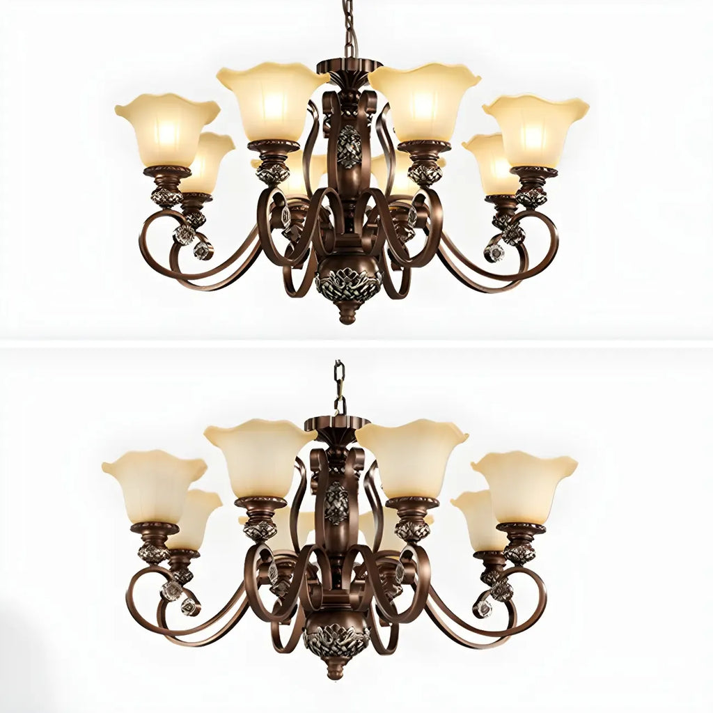 Brown Floral Metal Vintage Chandelier Classic Design