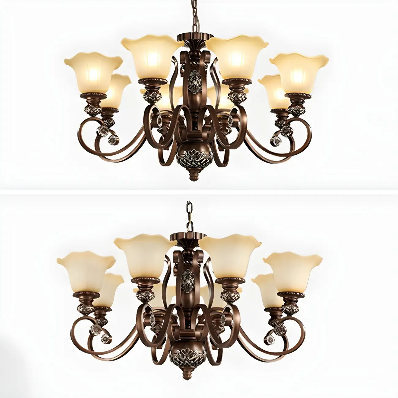Brown Floral Metal Vintage Chandelier Classic Design