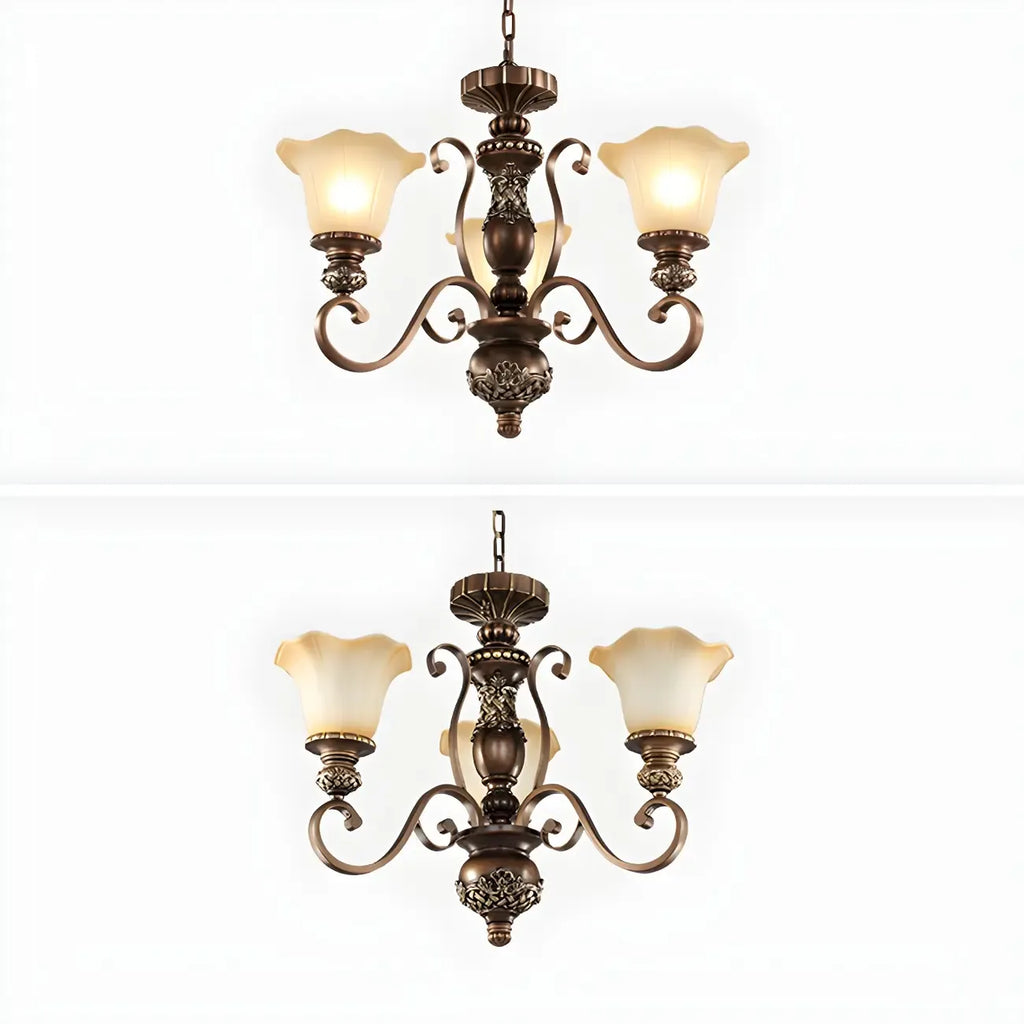 Brown Floral Metal Vintage Chandelier Classic Design
