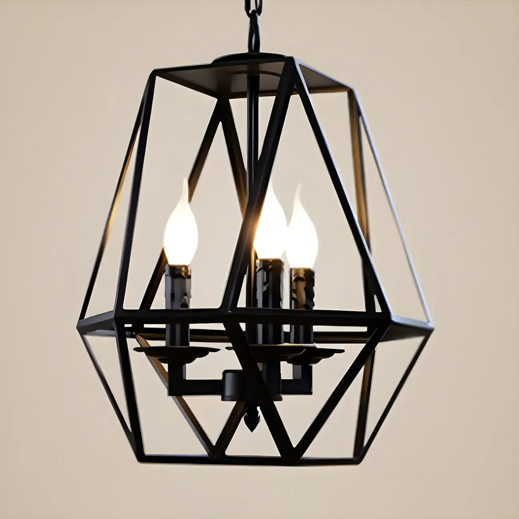 Black Geometric Iron Frame Modern Chandelier