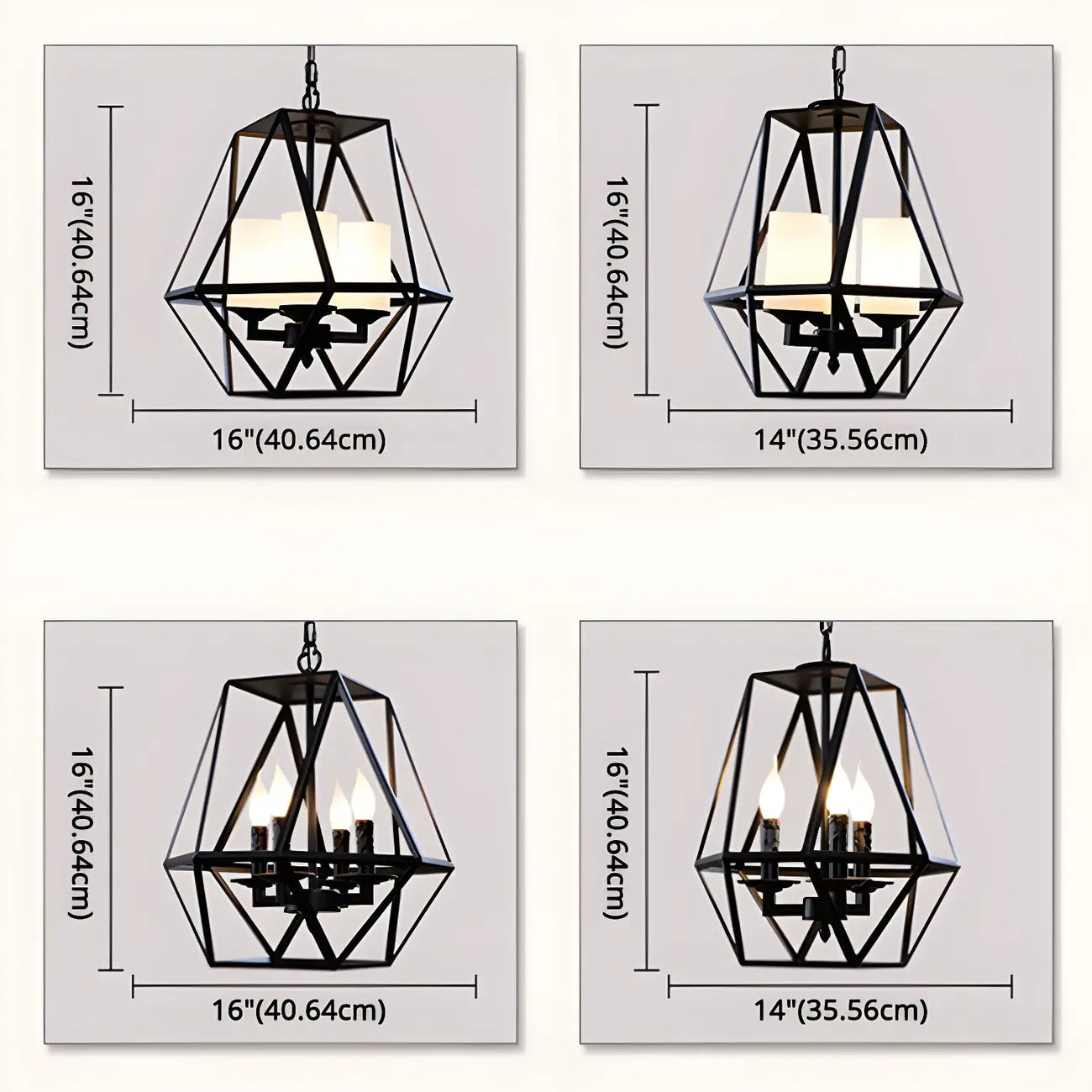 Black Geometric Iron Frame Modern Chandelier