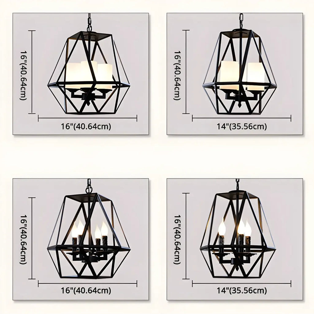 Black Geometric Iron Frame Modern Chandelier