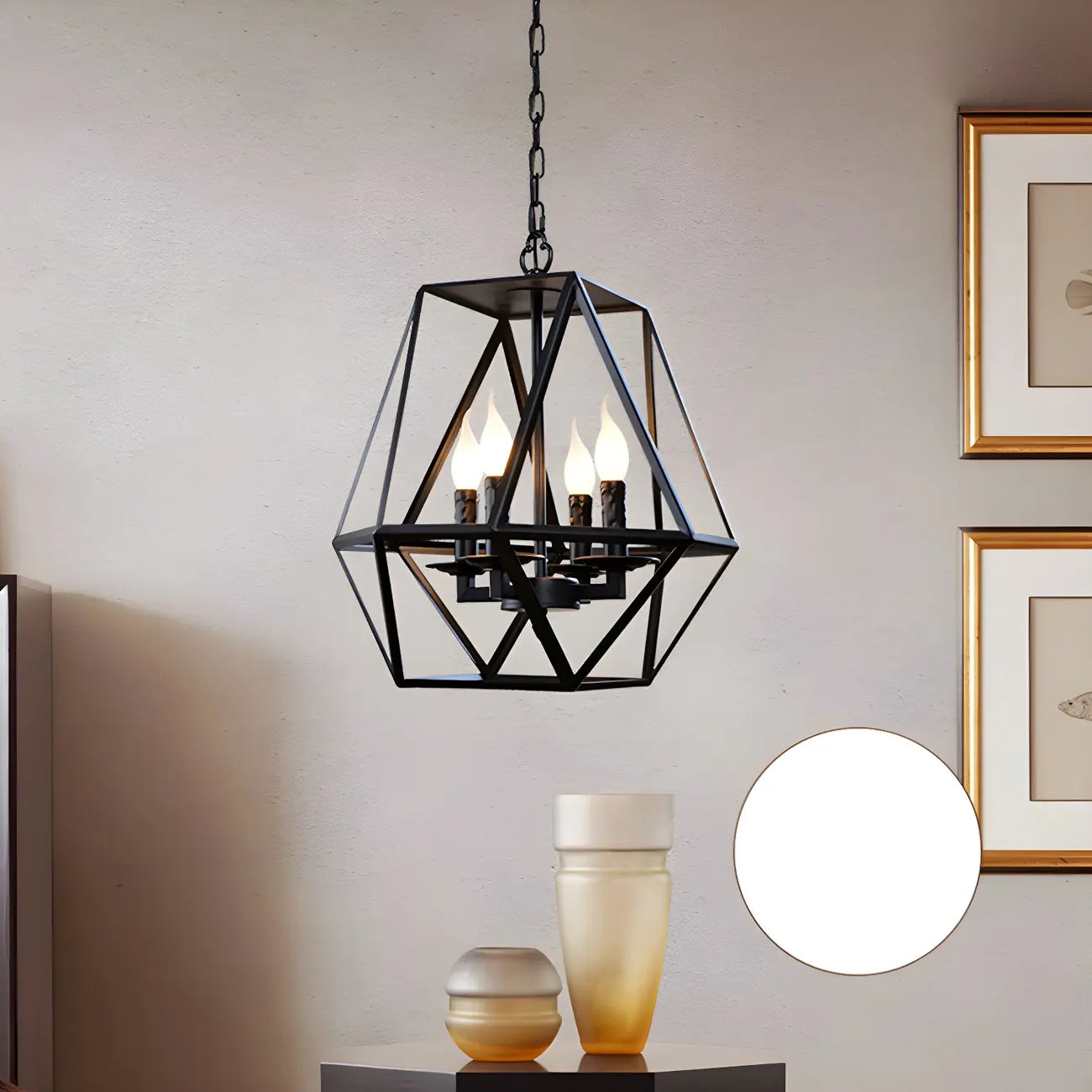 Black Geometric Iron Frame Modern Chandelier