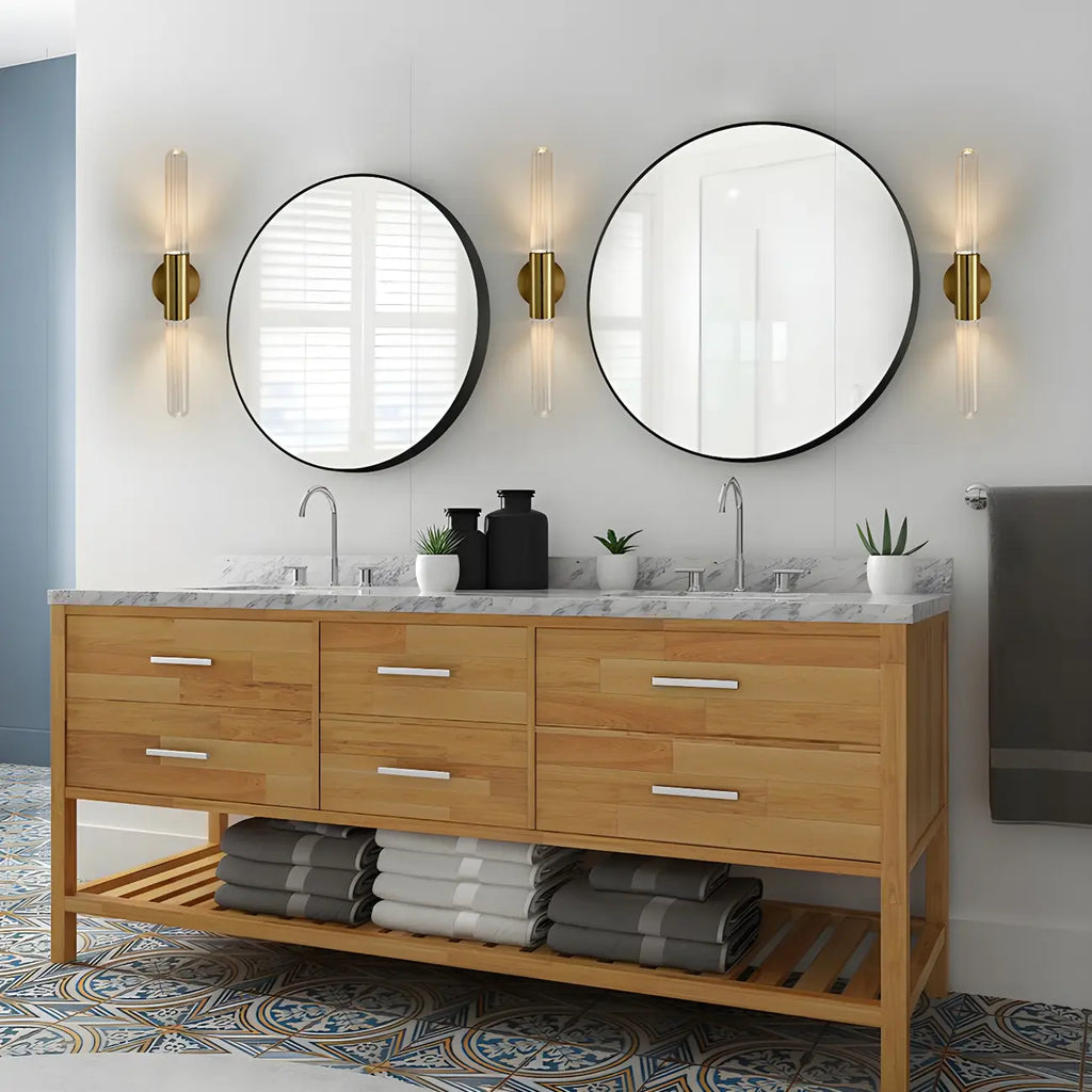 Cylinder Modern Brass 2-Light Vanity Light for Bathroom