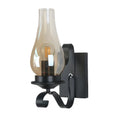 12 Industrial Black Wall Sconce with Amber Shade & LED