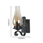 12 Industrial Black Wall Sconce with Amber Shade & LED