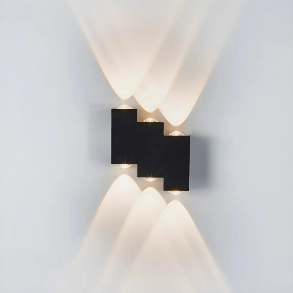 Modern Geometric Metal Black LED Outdoor Wall Light