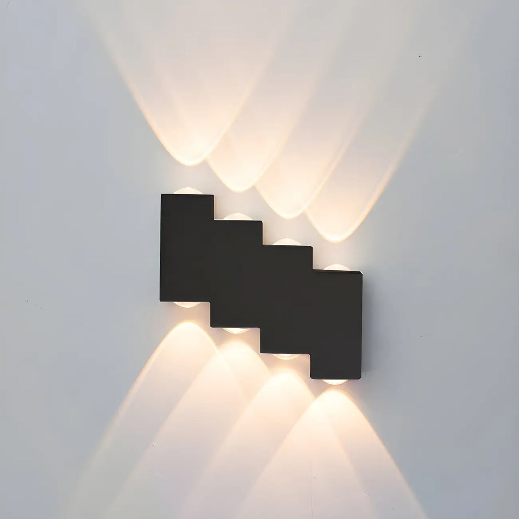 Modern Geometric Metal Black LED Outdoor Wall Light