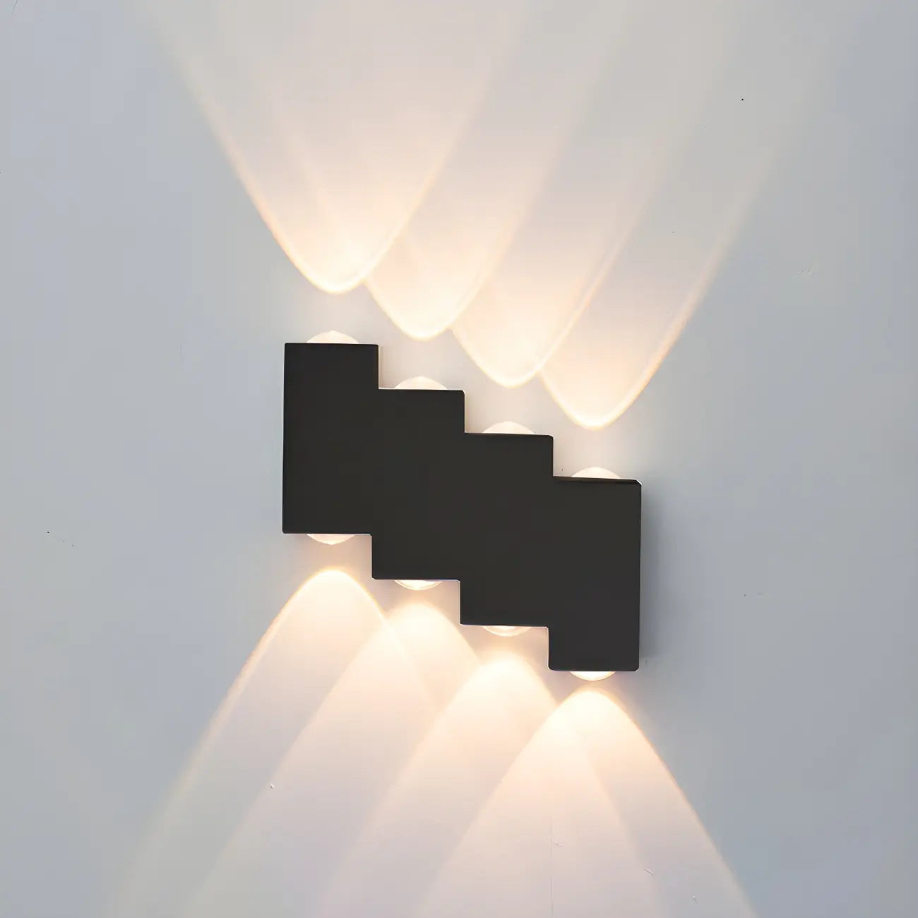 Modern Geometric Metal Black LED Outdoor Wall Light