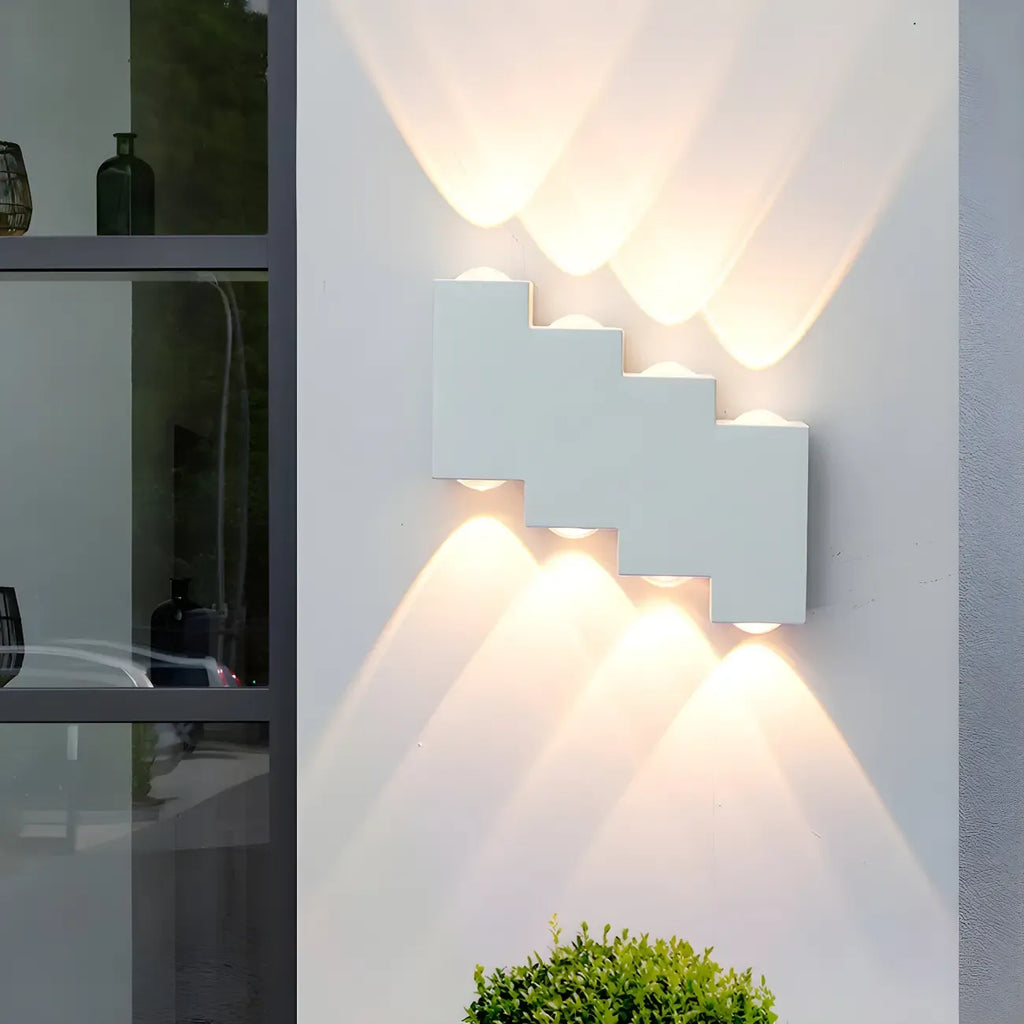 Modern Geometric Metal Black LED Outdoor Wall Light