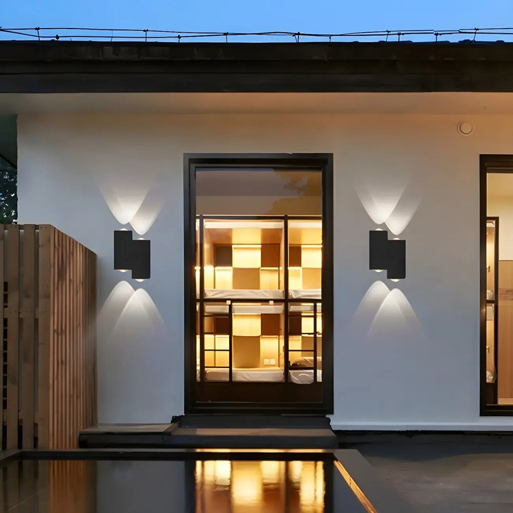 Modern Geometric Metal Black LED Outdoor Wall Light