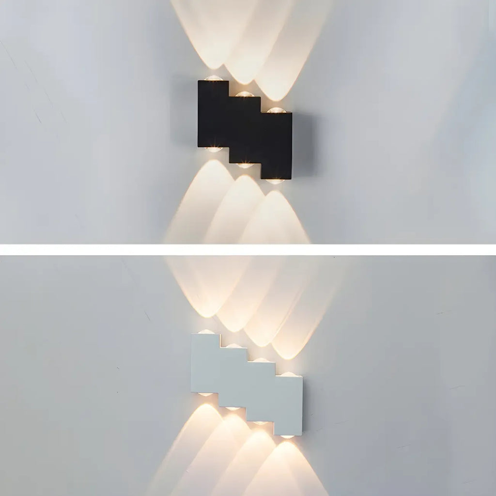 Modern Geometric Metal Black LED Outdoor Wall Light